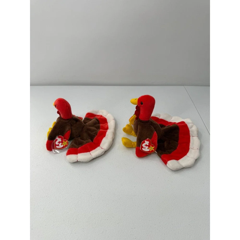 Ty Beanie Babies Gobbles Turkey Plush 1996 Vintage Thanksgiving Brown Red 9 inch